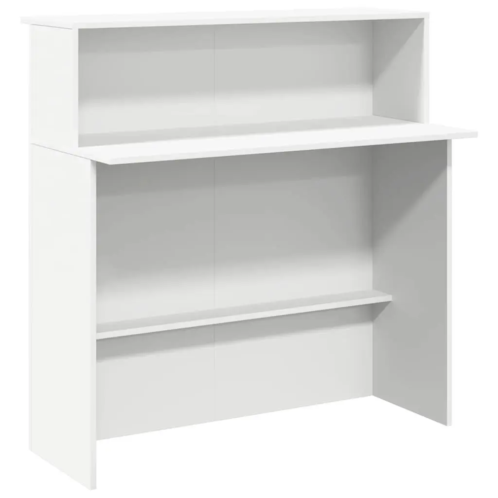Reception Desk White 100x50x103.5 cm Office Counter Engineered Wood Built-in