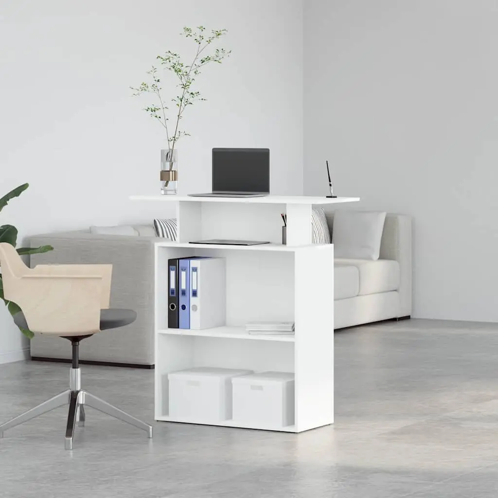 Reception Desk White 100x40x104 cm Engineered Wood