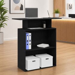 Elegant Black Reception Desk for Modern Offices