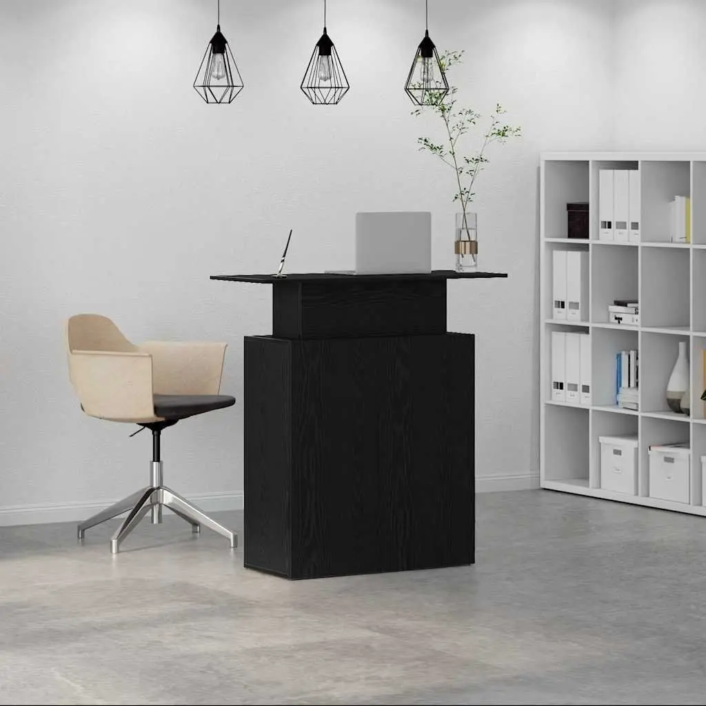 Reception Desk Black 100x40x104 cm Counter Checkout Office Engineered Wood