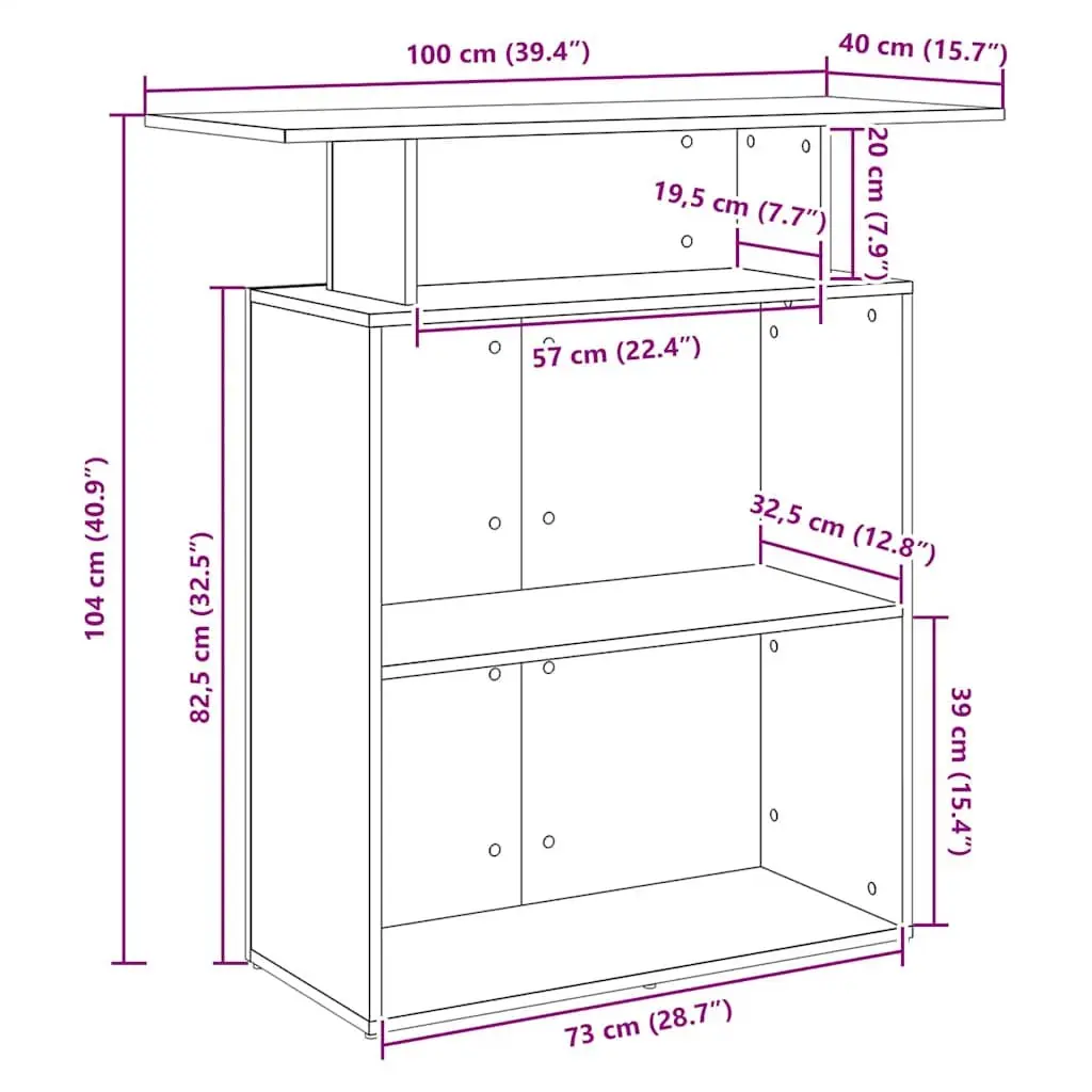 Sonoma Oak Reception Desk with Storage Shelf 100x40x104 cm