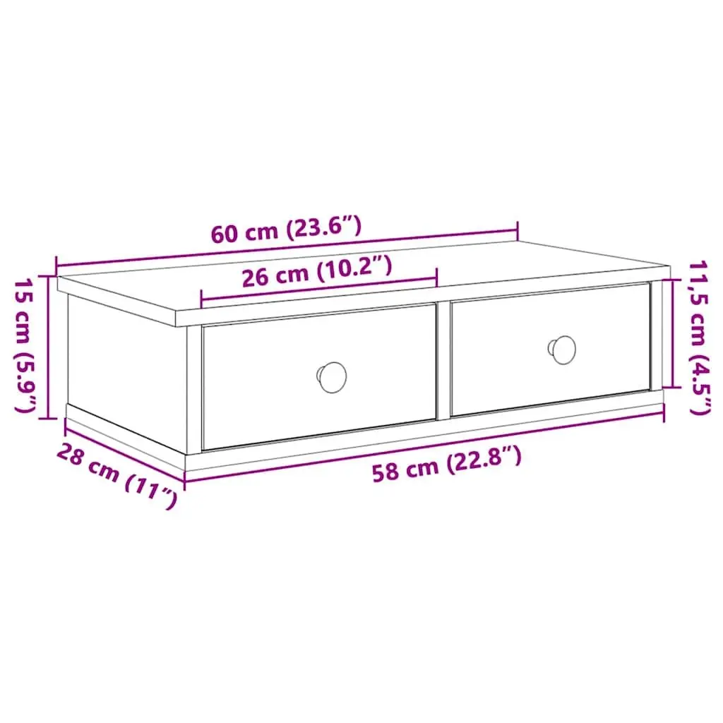 Floating White Wall Shelf with Drawers for Storage