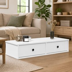White Wall Shelf with Drawers 100x37.5x19 cm