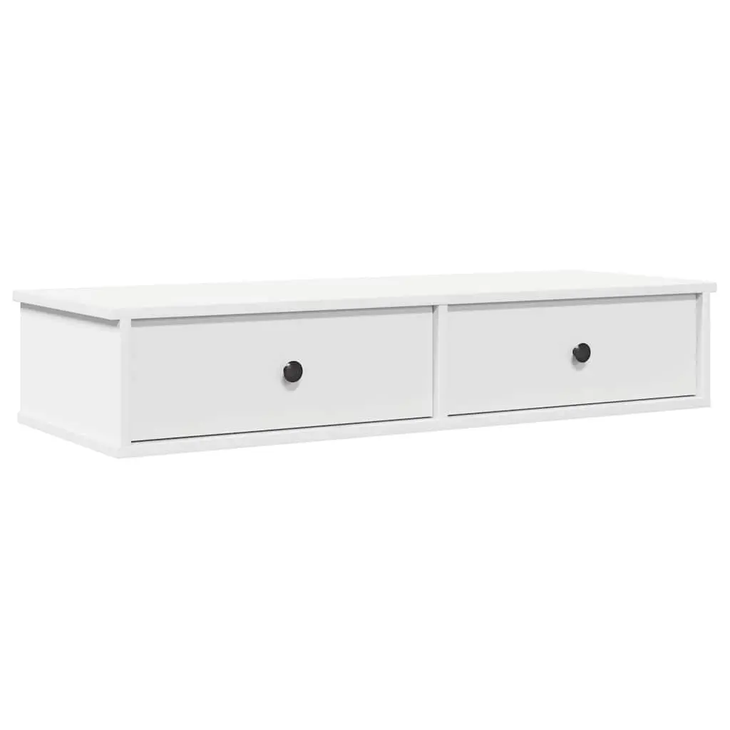 White Wall Shelf with Drawers 100x37.5x19 cm