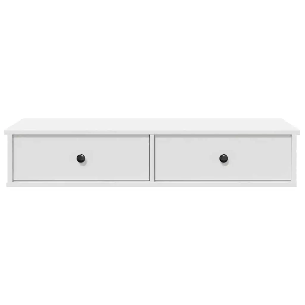 White Wall Shelf with Drawers 100x37.5x19 cm