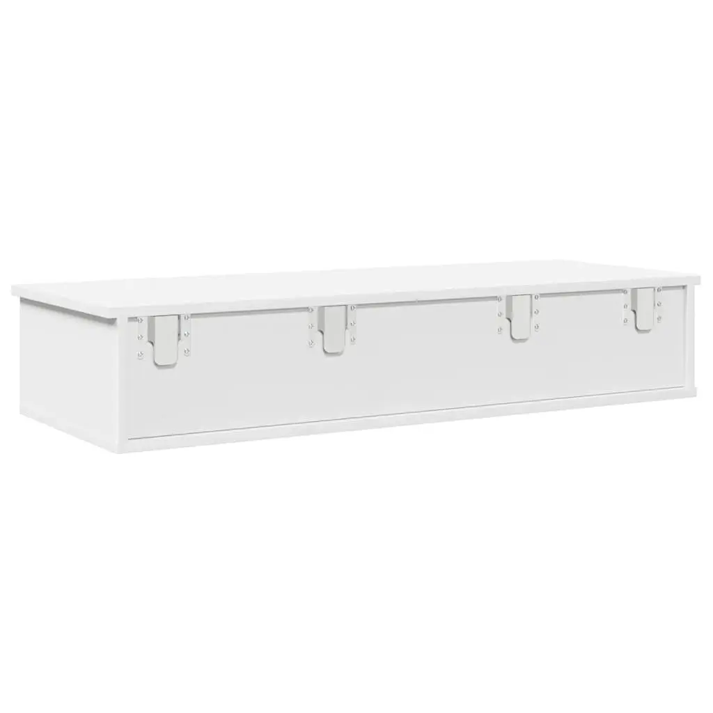 White Wall Shelf with Drawers 100x37.5x19 cm