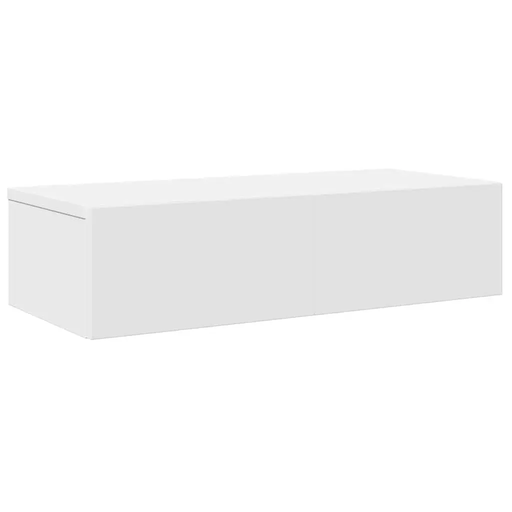 White Floating Shelf with Drawers for Organising