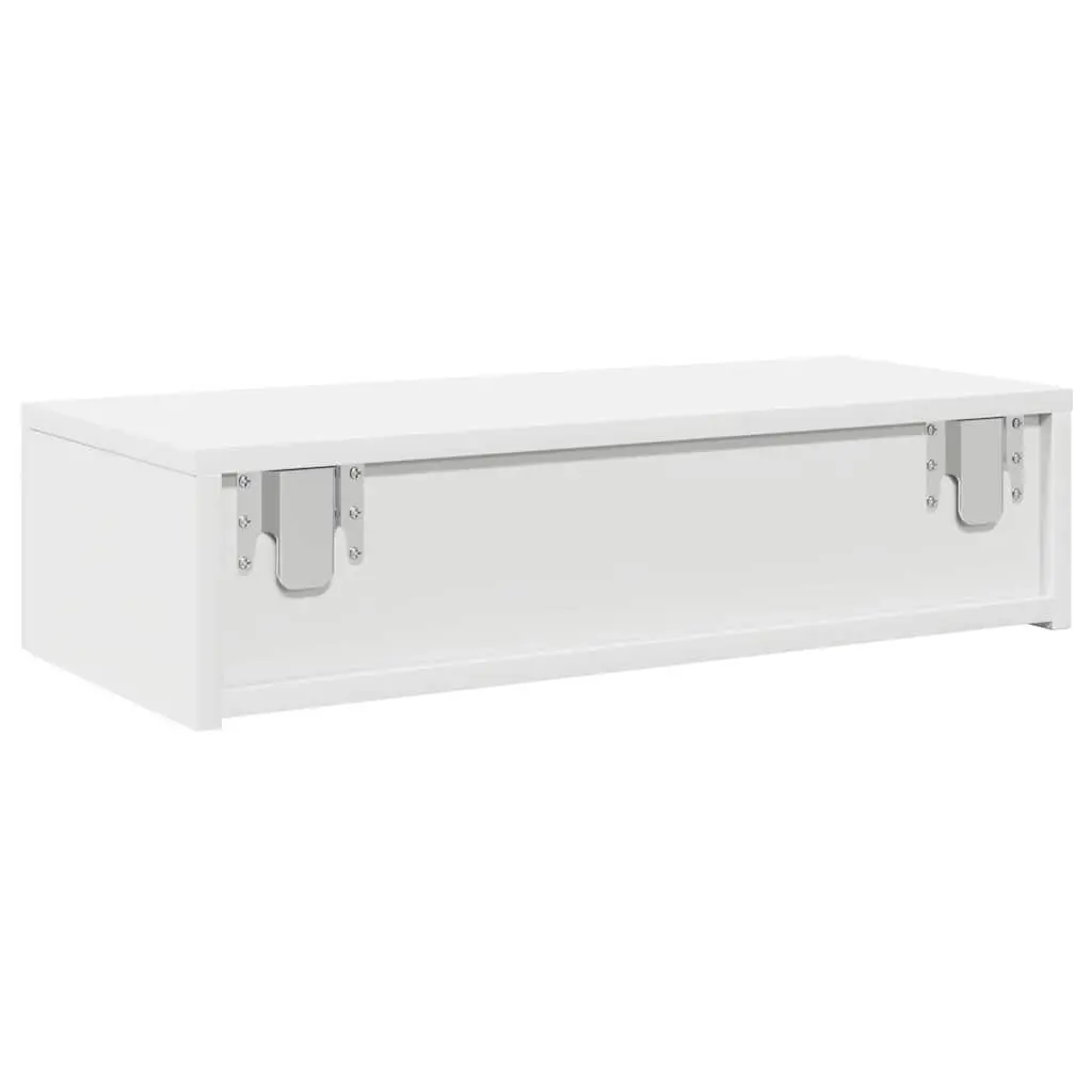 White Floating Shelf with Drawers for Organising