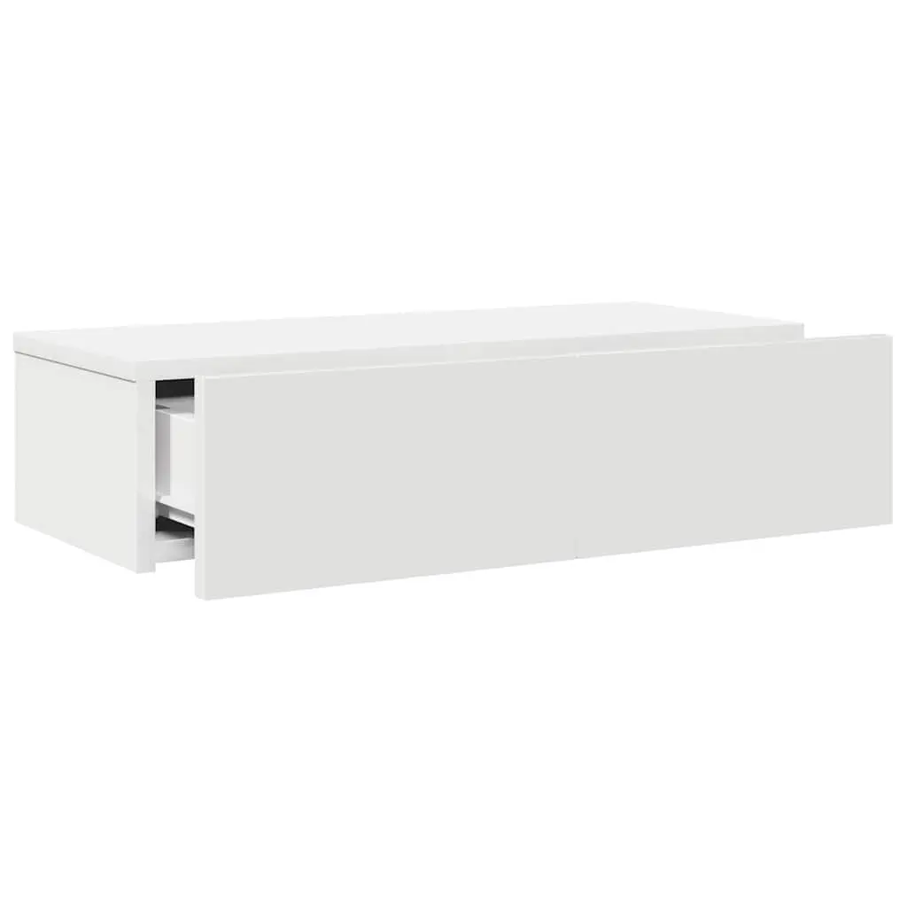 White Floating Shelf with Drawers for Organising