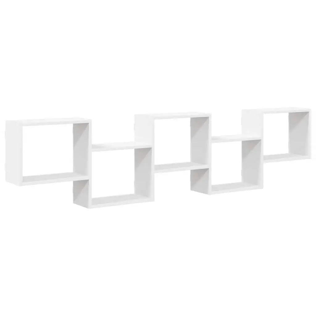 Floating Wall Cube Shelf with 5 Compartments in White