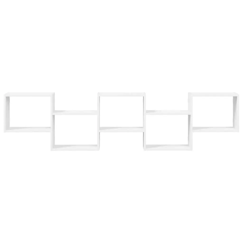 Floating Wall Cube Shelf with 5 Compartments in White
