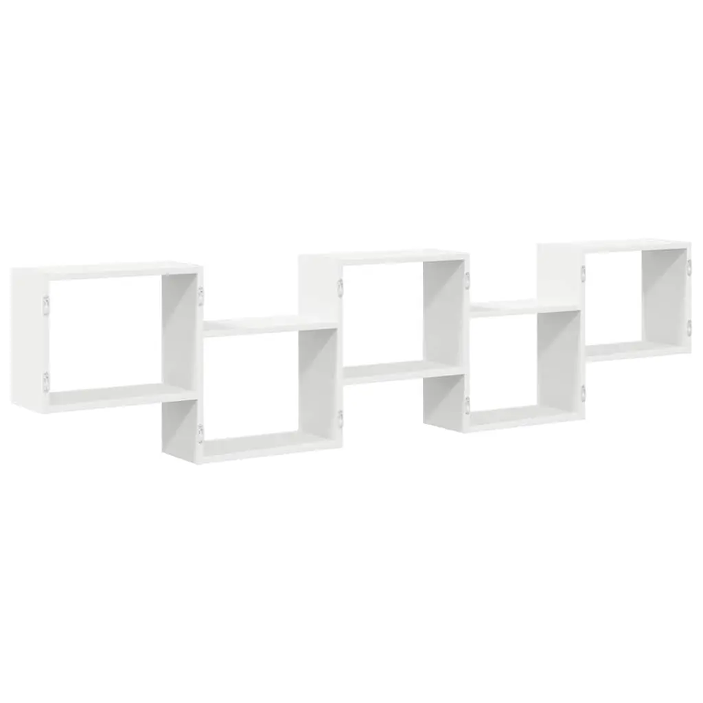 Floating Wall Cube Shelf with 5 Compartments in White
