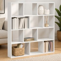 Floating Cube Shelf with 12 Compartments in White