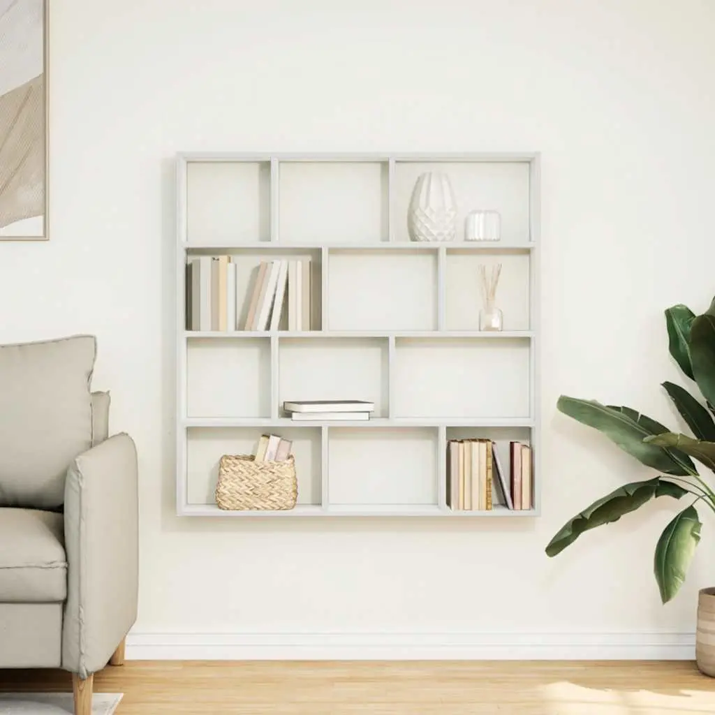 Floating Cube Shelf with 12 Compartments in White