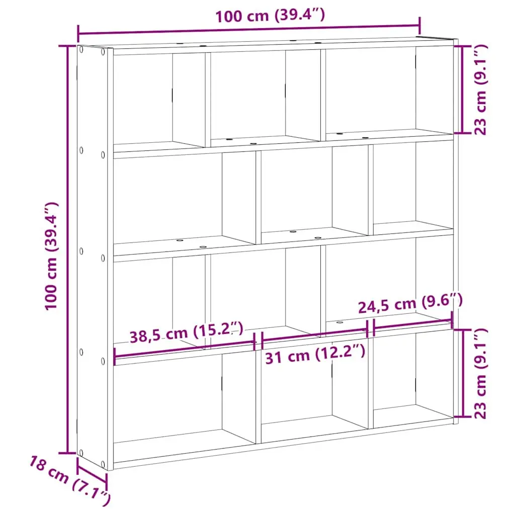 Floating Cube Shelf with 12 Compartments in White