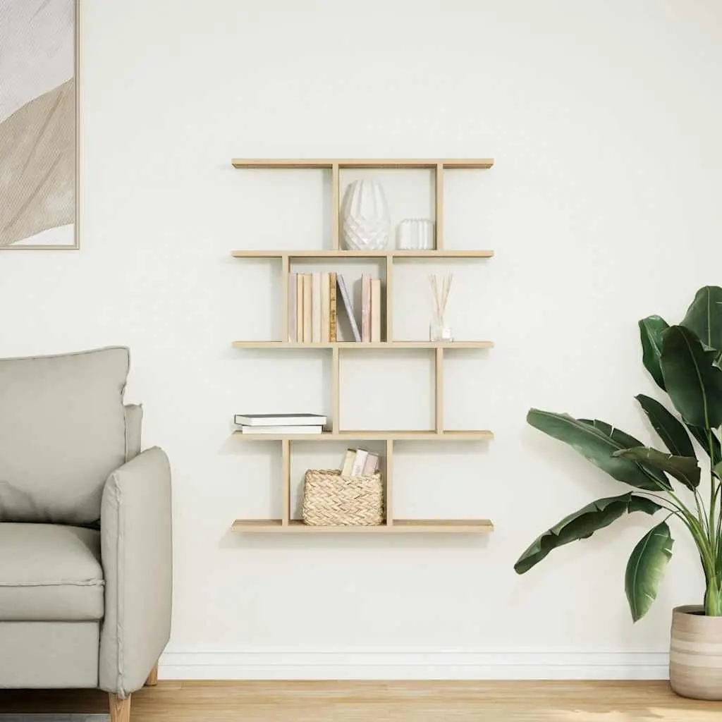 Wall Cube Shelf Floating Storage Box 15 Compartments Brown Engineered Wood