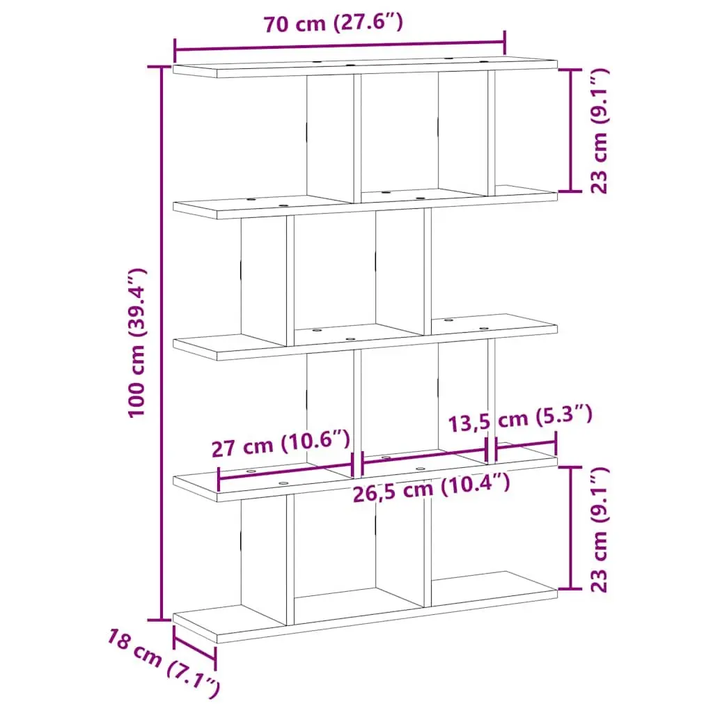 Wall Cube Shelf Floating Storage Box 15 Compartments Brown Engineered Wood