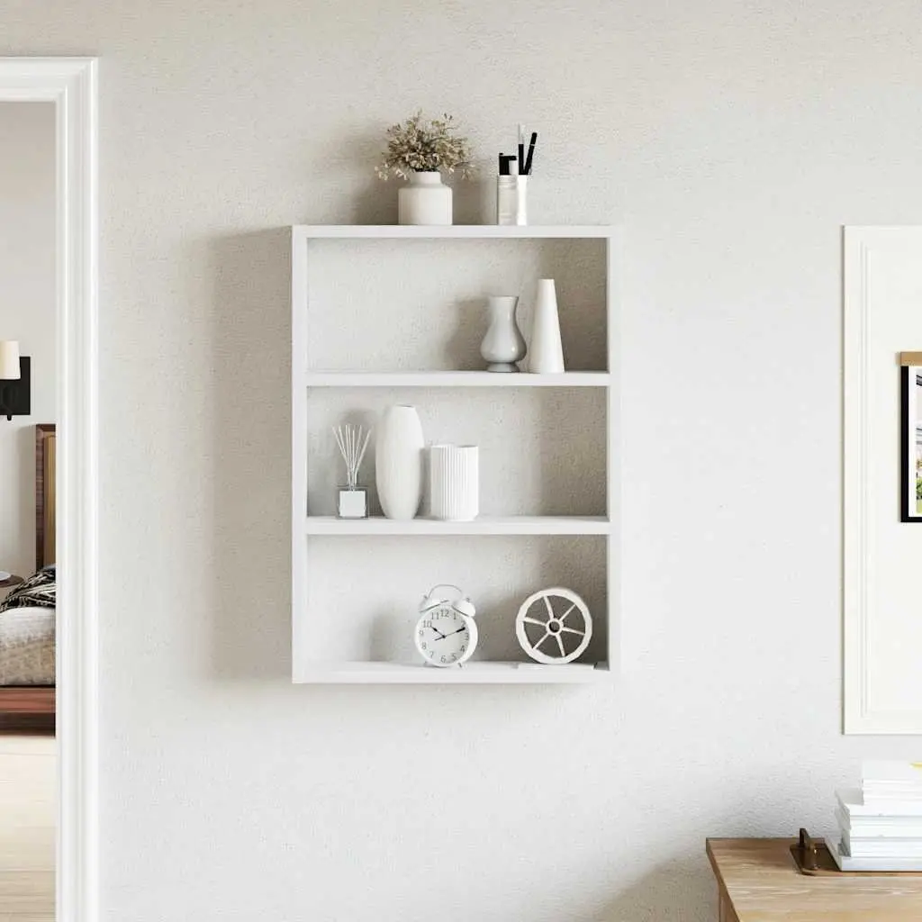 Wall Shelf White Floating Storage Organiser 43x9x60cm Engineered Wood