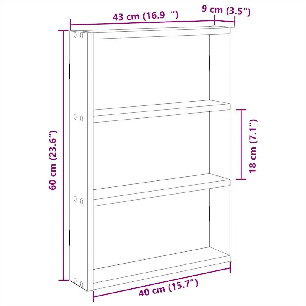 Wall Shelf White Floating Storage Organiser 43x9x60cm Engineered Wood