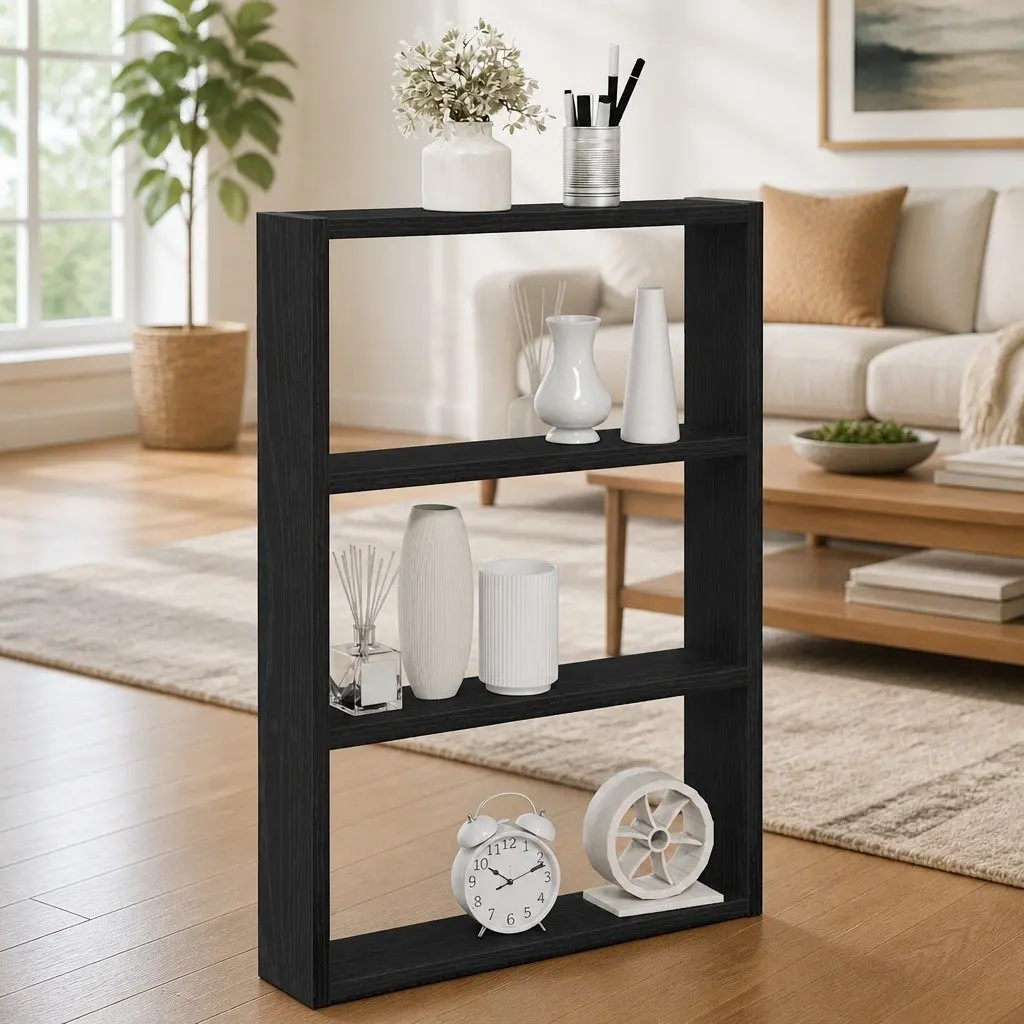 Wall Shelf Black Floating Storage Organiser 43x9x60 cm Engineered Wood