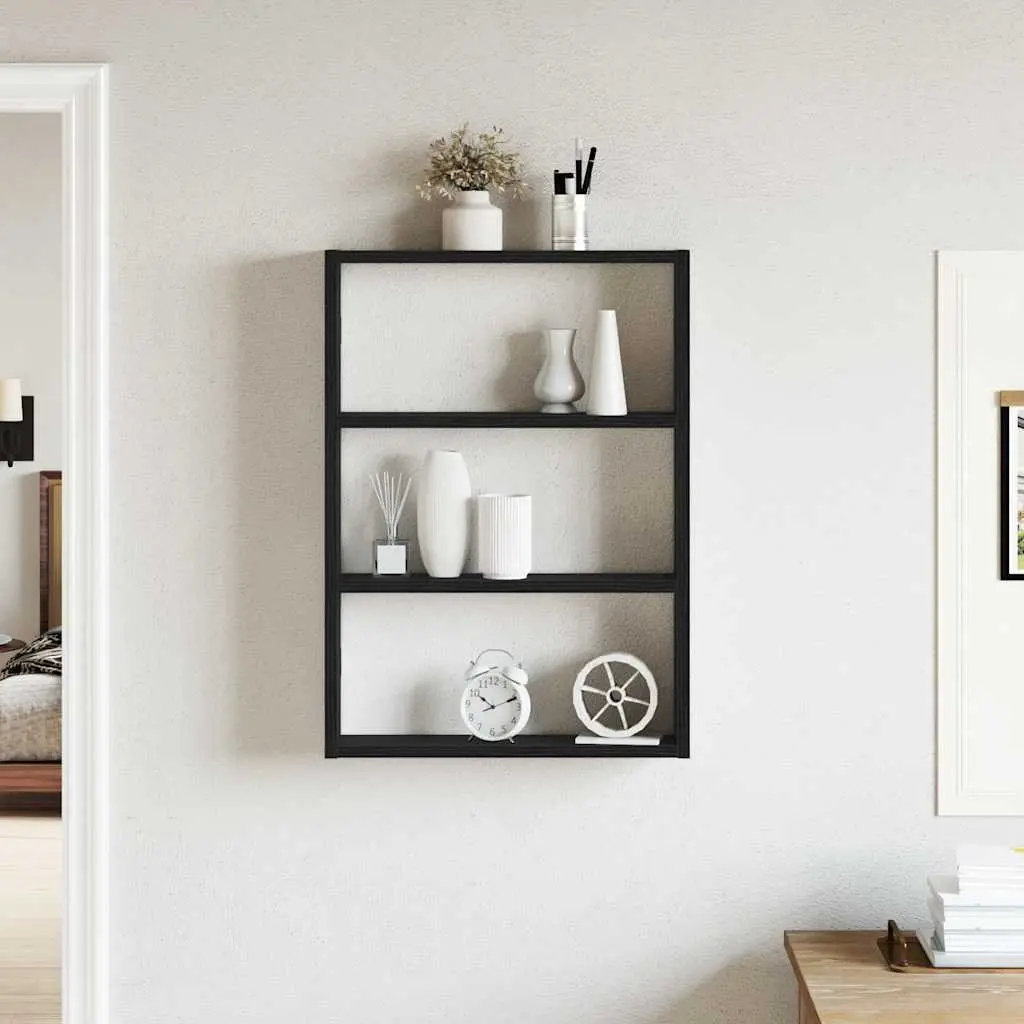 Wall Shelf Black Floating Storage Organiser 43x9x60 cm Engineered Wood