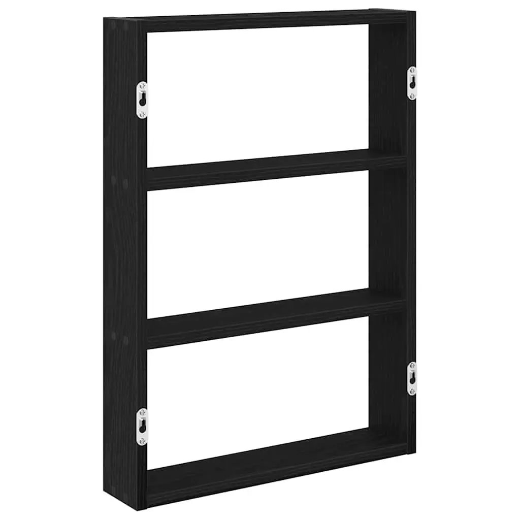 Wall Shelf Black Floating Storage Organiser 43x9x60 cm Engineered Wood