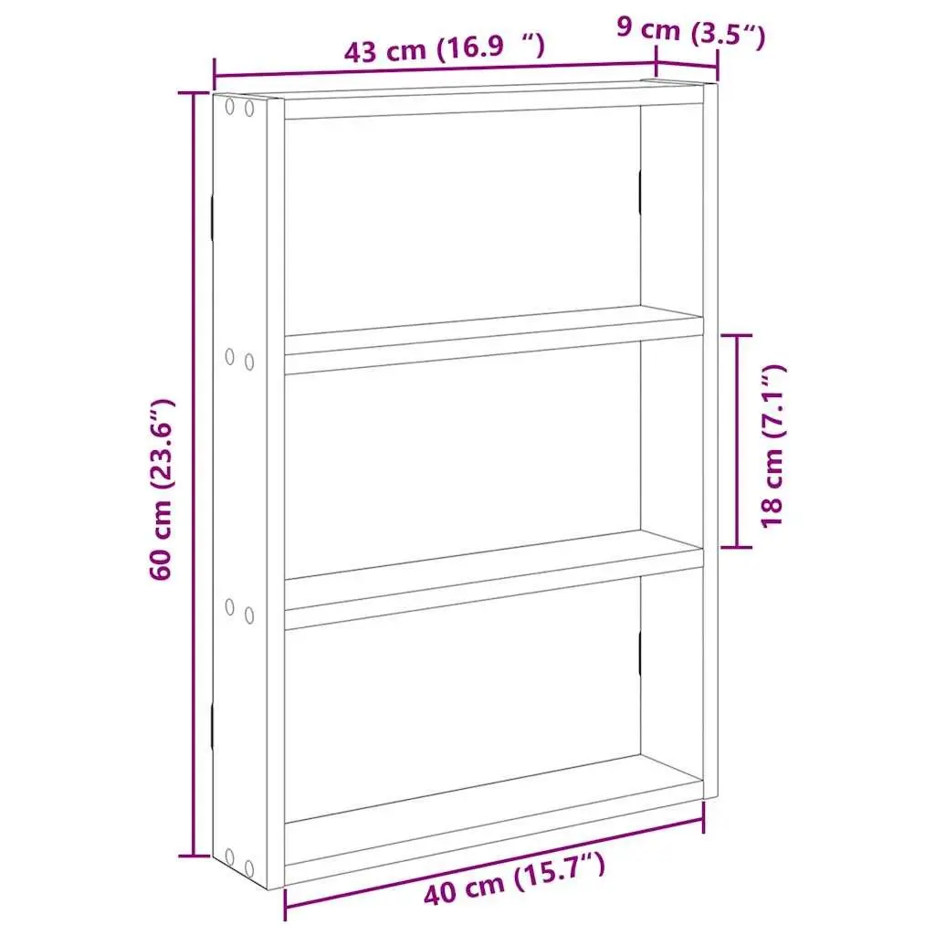 Wall Shelf Black Floating Storage Organiser 43x9x60 cm Engineered Wood