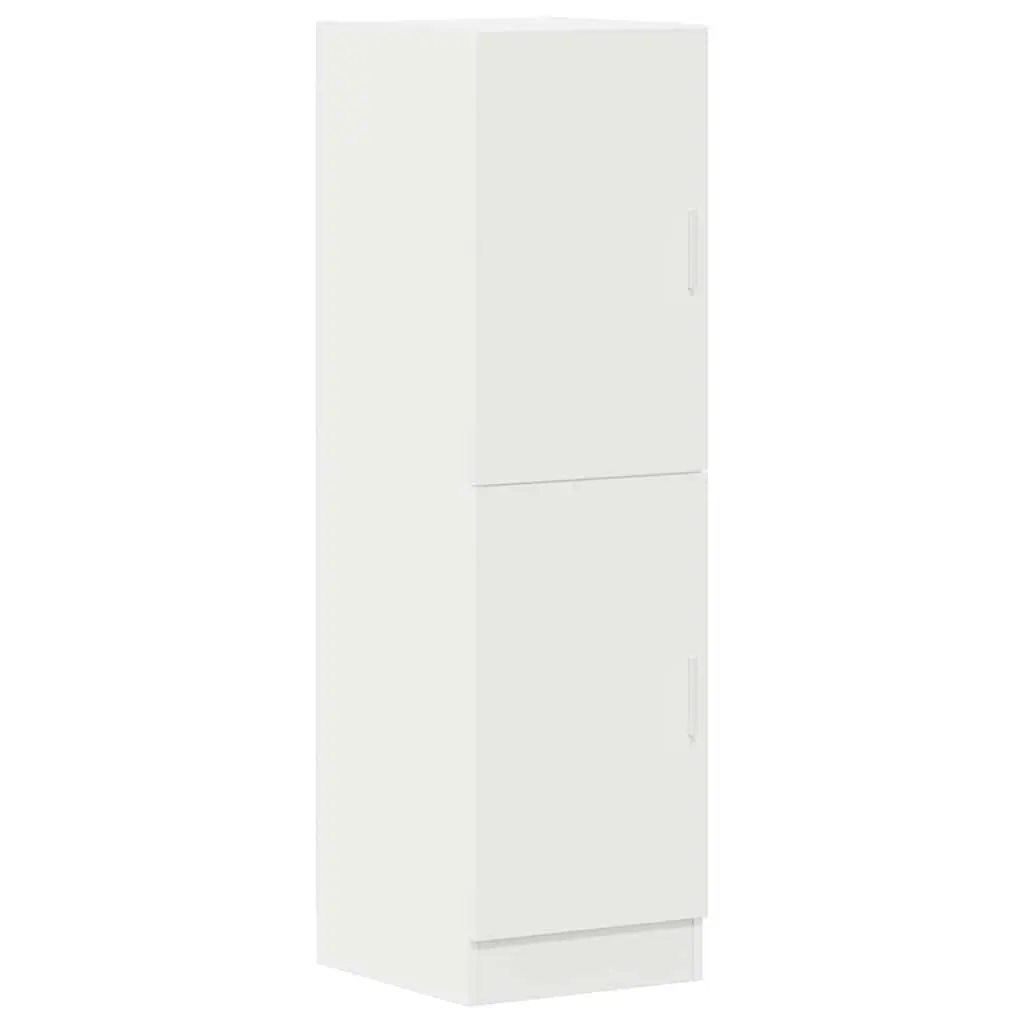 White Engineered Wood Kitchen Cabinet with Doors and Shelves