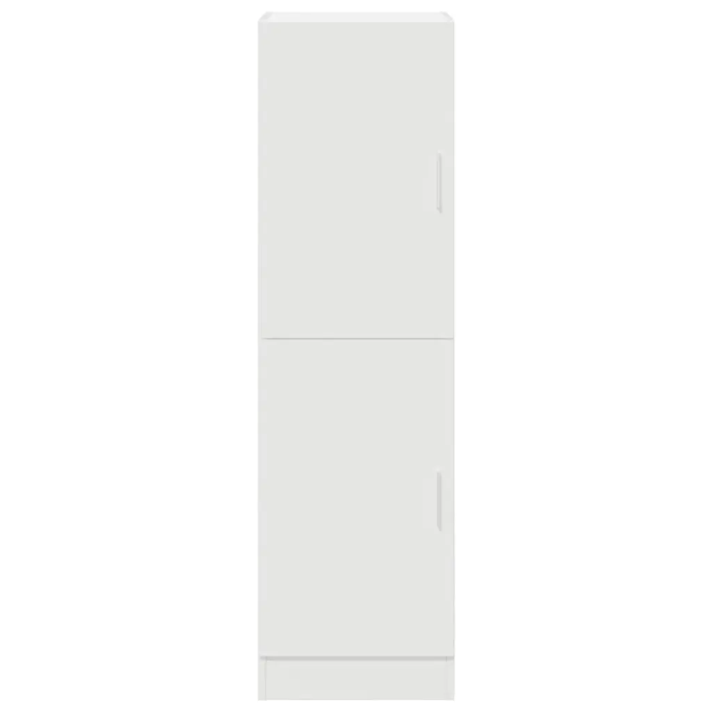 White Engineered Wood Kitchen Cabinet with Doors and Shelves