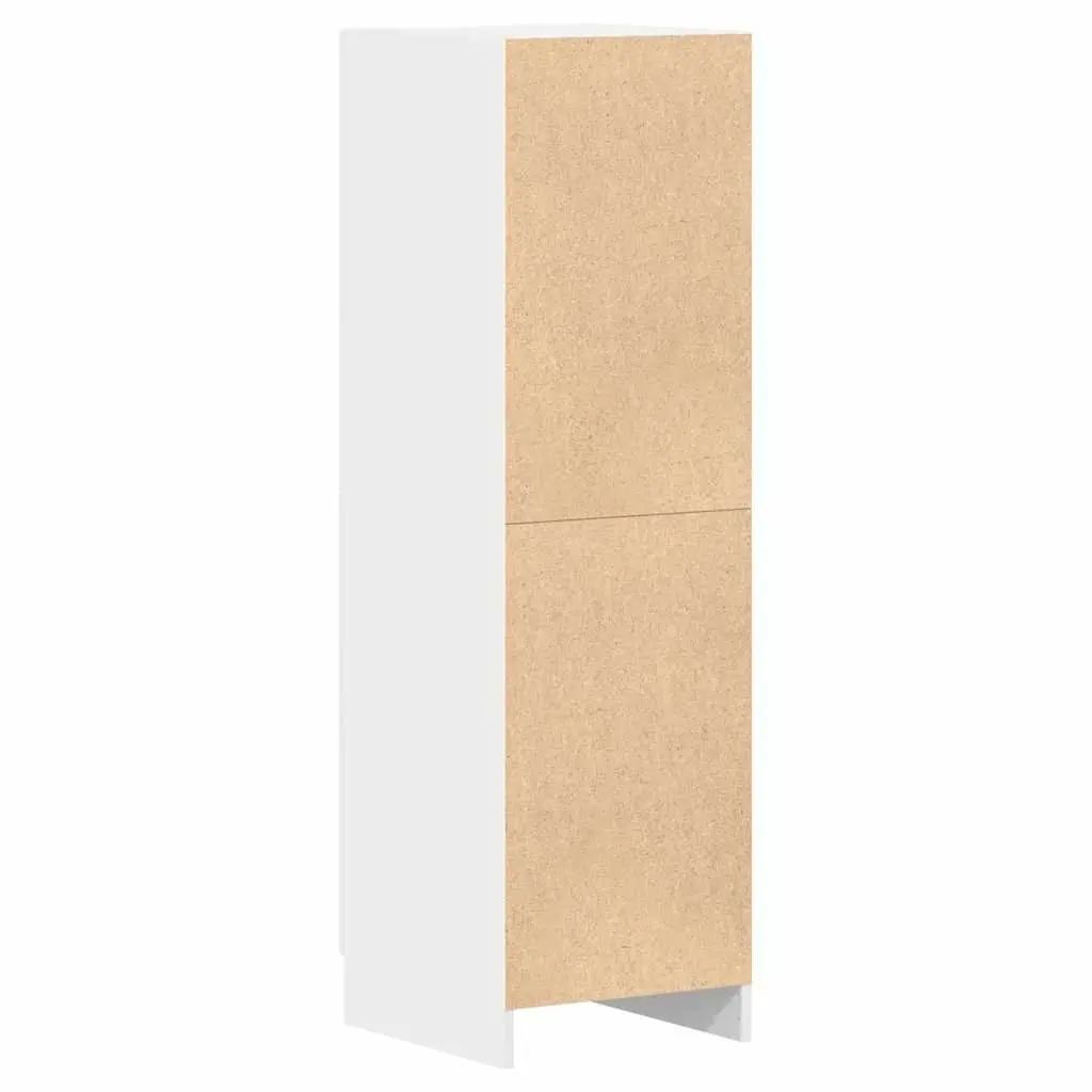 White Engineered Wood Kitchen Cabinet with Doors and Shelves