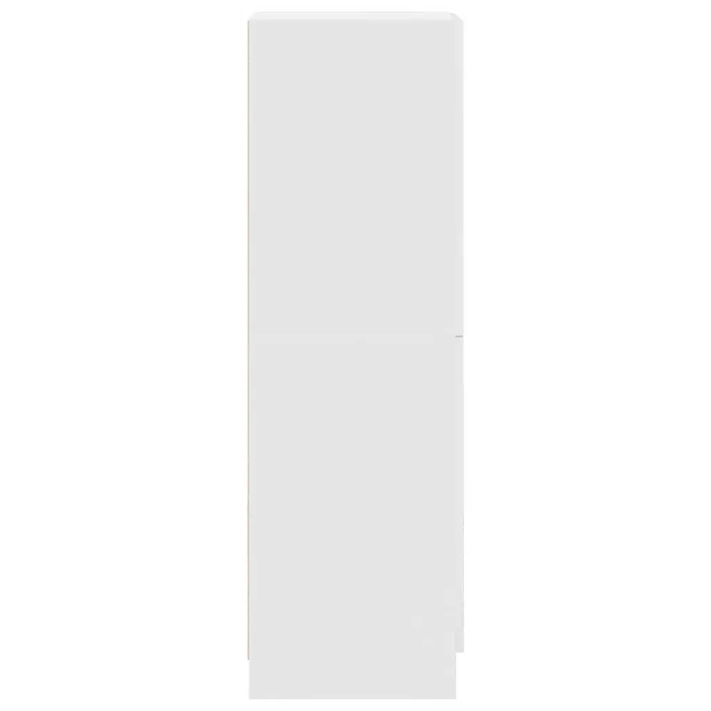 White Engineered Wood Kitchen Cabinet with Doors and Shelves