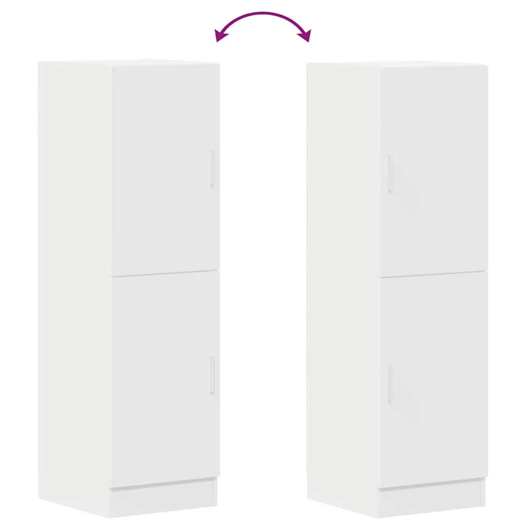 White Engineered Wood Kitchen Cabinet with Doors and Shelves