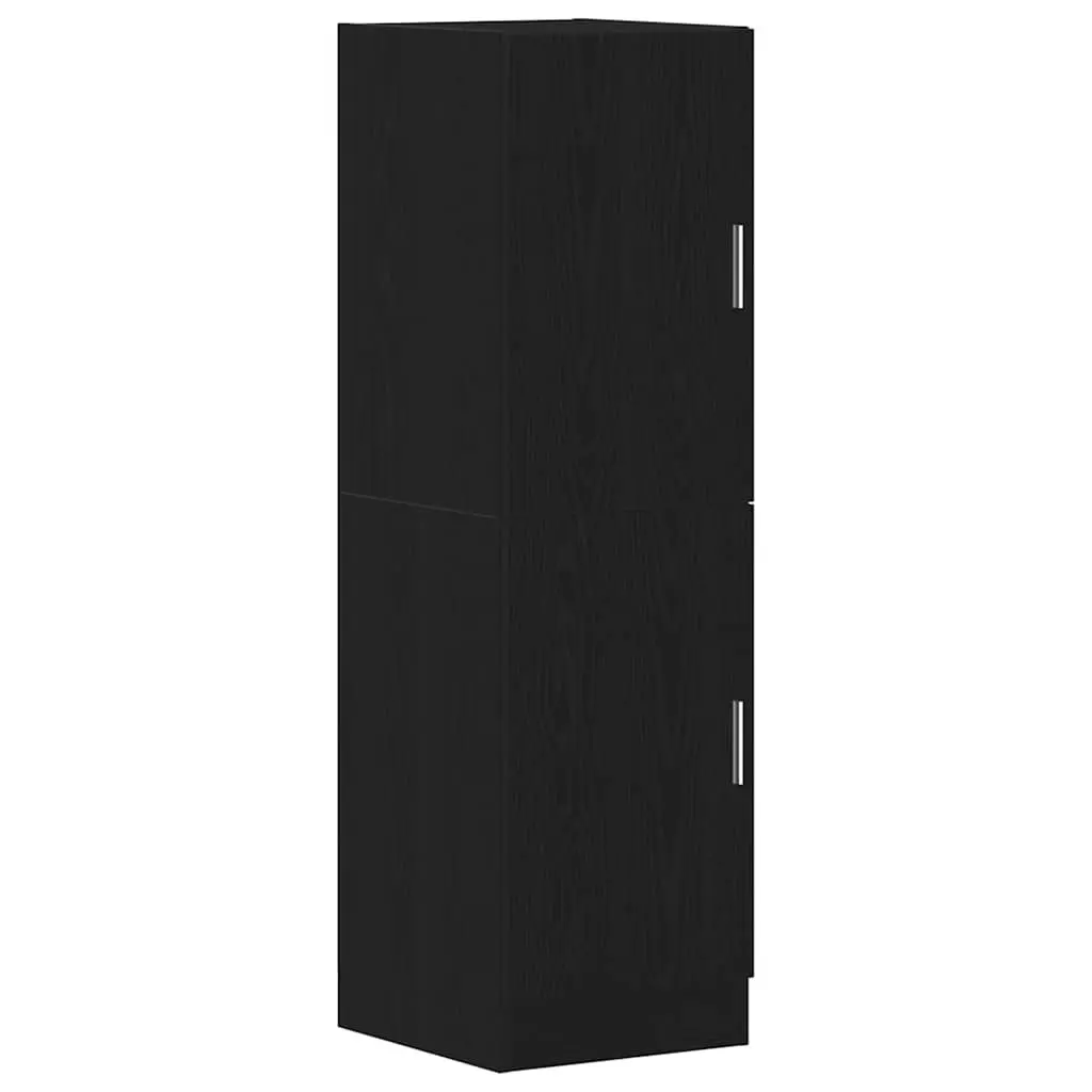 Black Engineered Wood Kitchen Cabinet with Doors and Shelves
