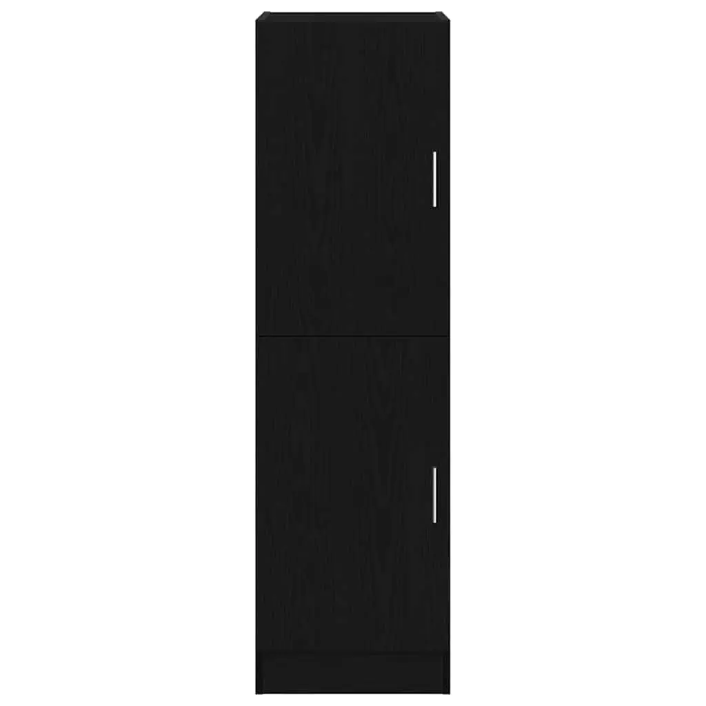 Black Engineered Wood Kitchen Cabinet with Doors and Shelves