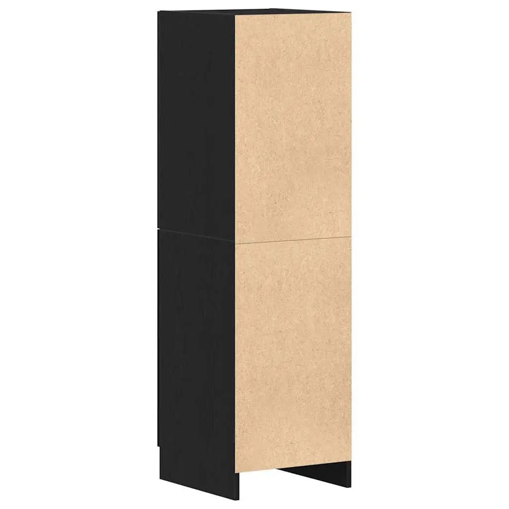 Black Engineered Wood Kitchen Cabinet with Doors and Shelves