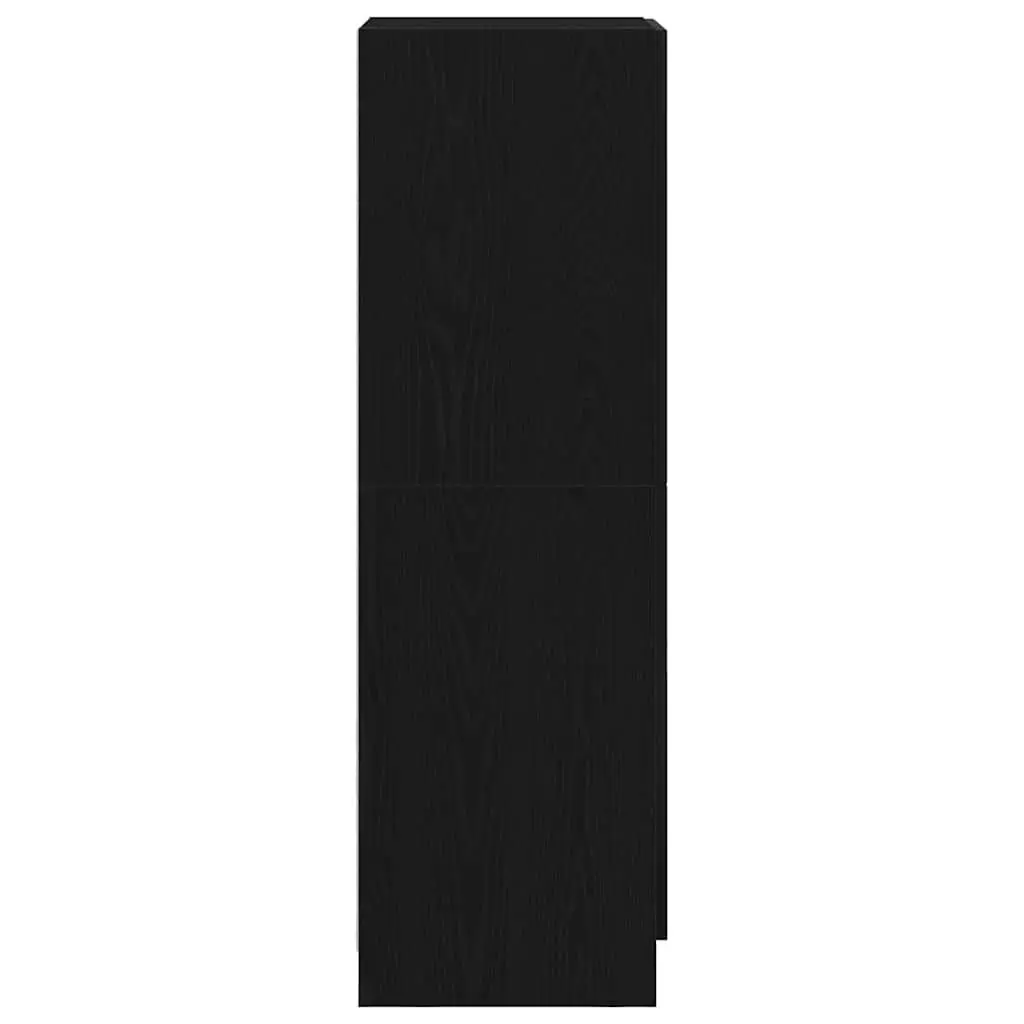Black Engineered Wood Kitchen Cabinet with Doors and Shelves