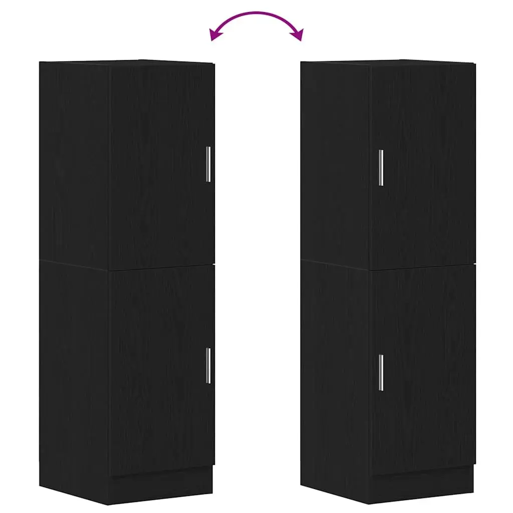 Black Engineered Wood Kitchen Cabinet with Doors and Shelves