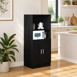 Black Kitchen Cabinet Storage Organizer with Doors