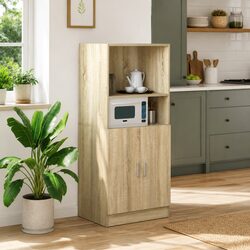 Elegant Brown Kitchen Cabinet with Open Shelves