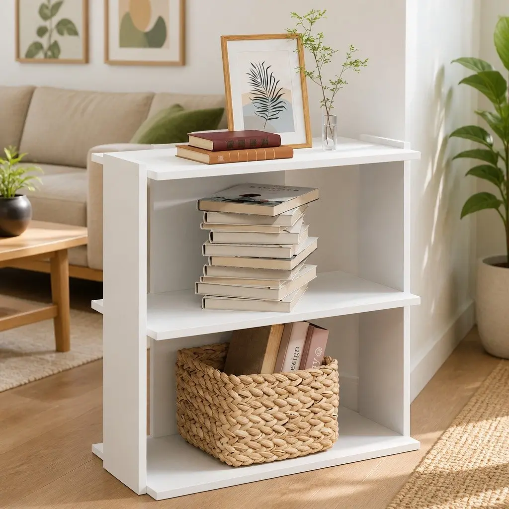 3-Tier Bookcase White 60x30x60cm Engineered Wood Storage Shelving Unit Display Organiser