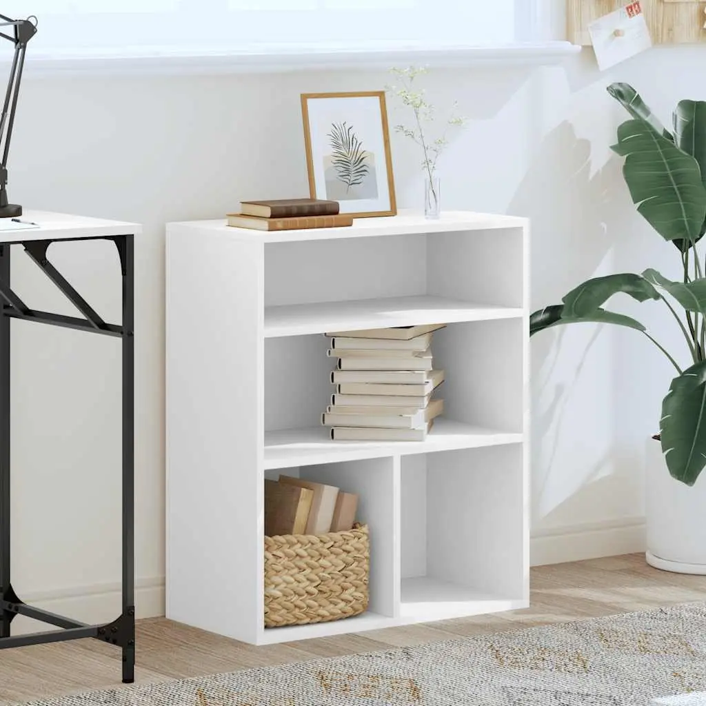 Book Cabinet White 60x30x71.5 cm Engineered Wood Storage Shelf Organiser