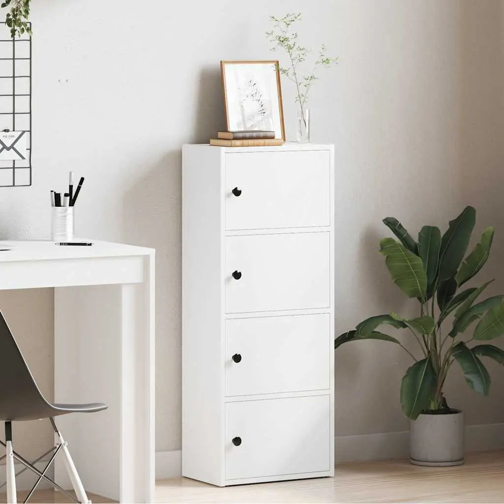 Bookcase White 40x24x102cm Storage Cabinet With Doors Shelving Unit