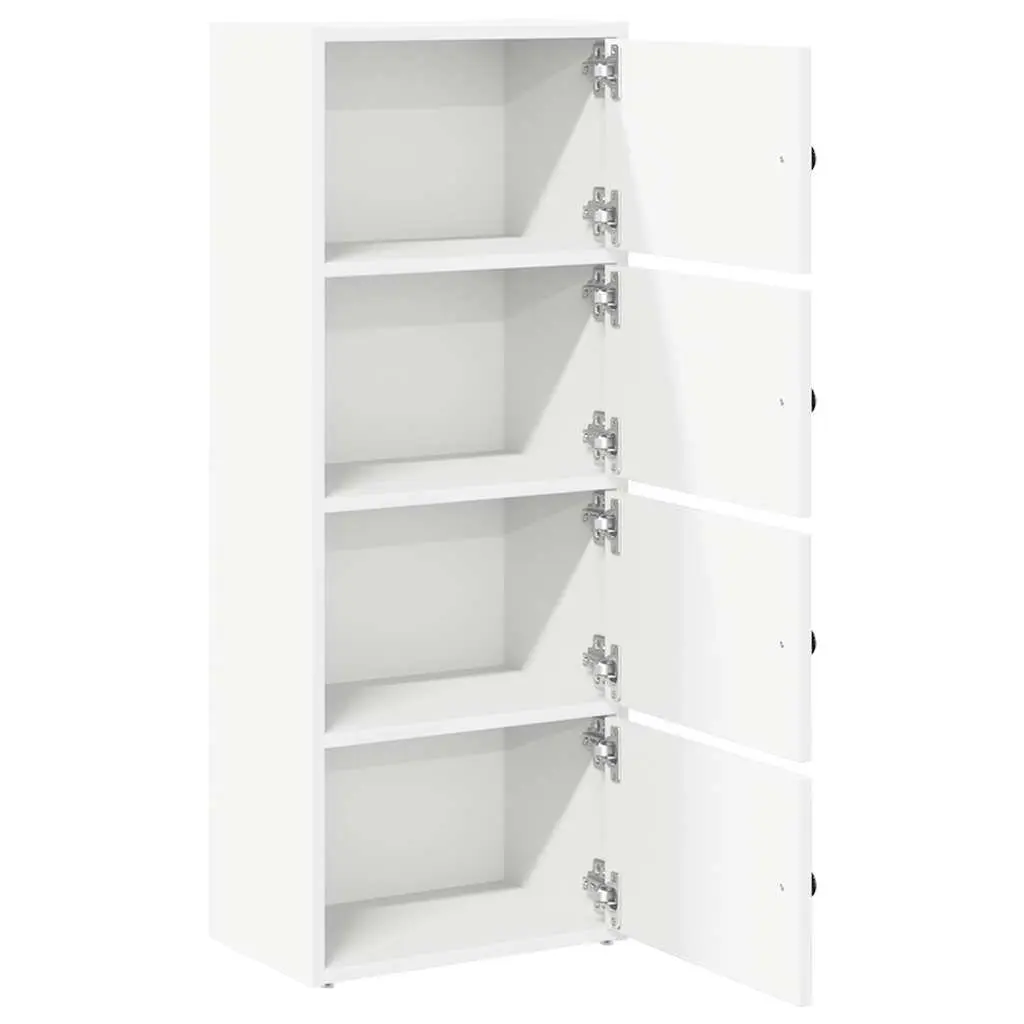 Bookcase White 40x24x102cm Storage Cabinet With Doors Shelving Unit