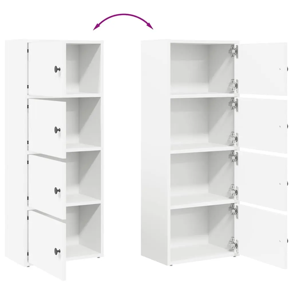 Bookcase White 40x24x102cm Storage Cabinet With Doors Shelving Unit