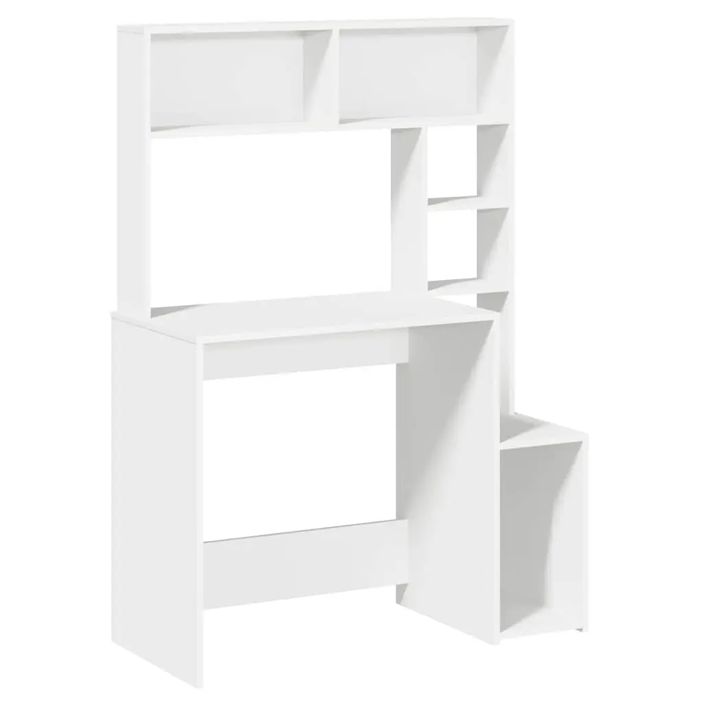 White Desk with Shelving for Home Office