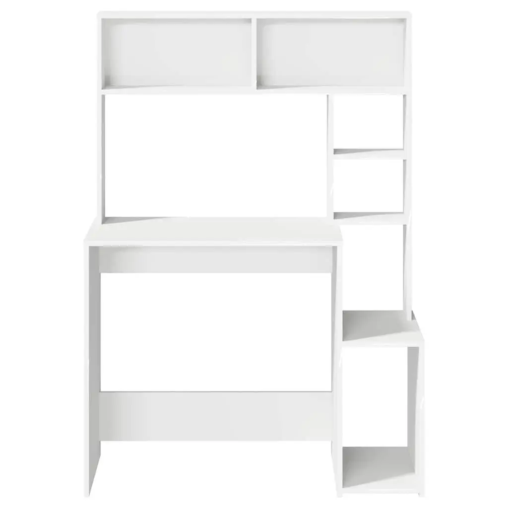 White Desk with Shelving for Home Office