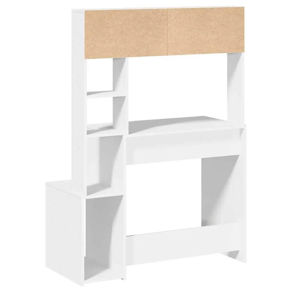 White Desk with Shelving for Home Office