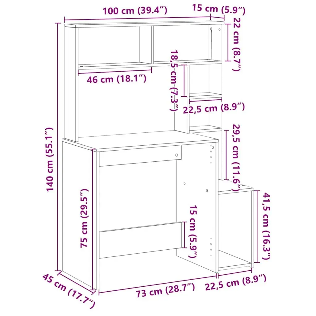 White Desk with Shelving for Home Office
