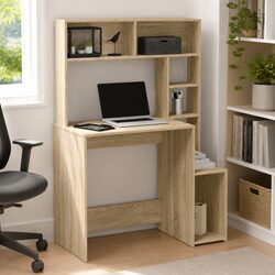 Brown Desk with Open Shelves for Cozy Spaces