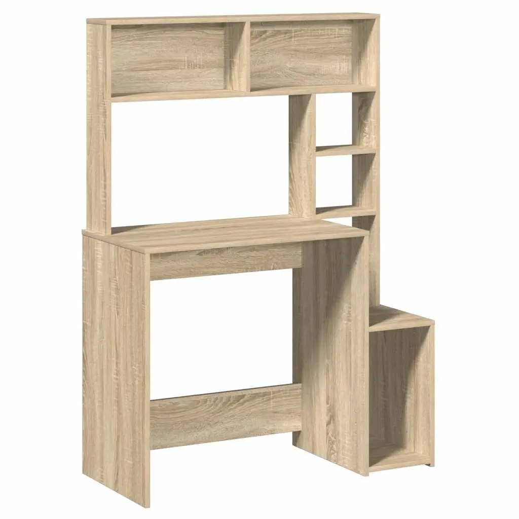 Desk with Open Shelves Storage Engineered Wood Brown 100x45x140 cm Office Study